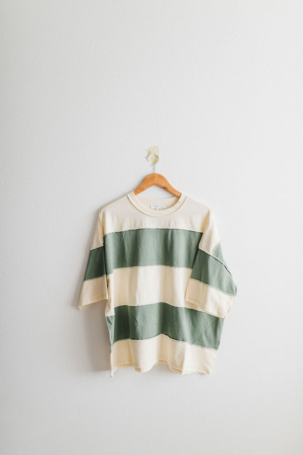 large stripe color block top | butter green