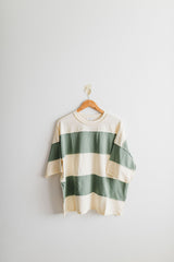large stripe color block top | butter green