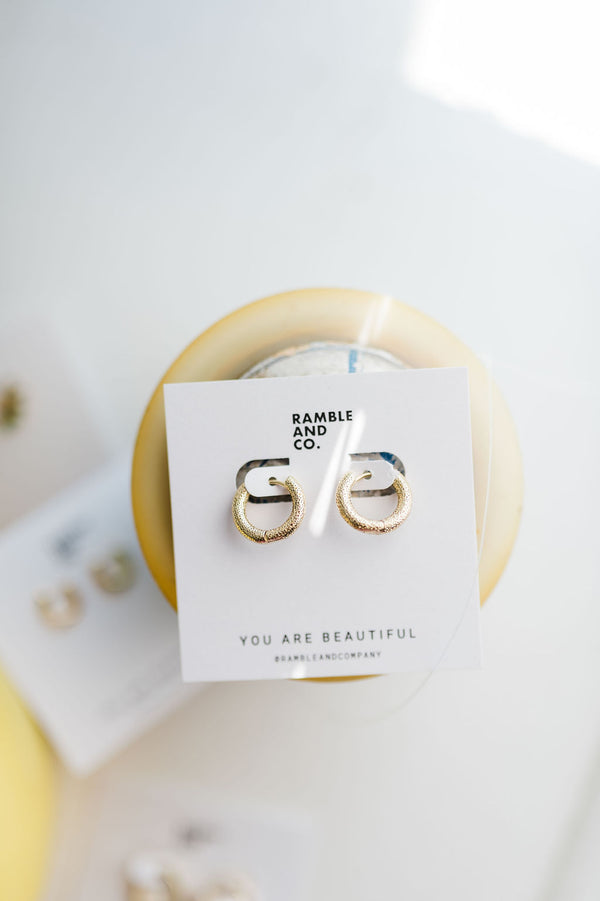 dotted textured huggie | 24k gold filled