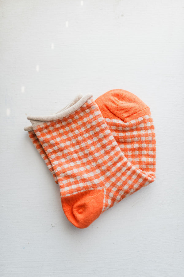 picnic mid crew socks | oatmeal orange