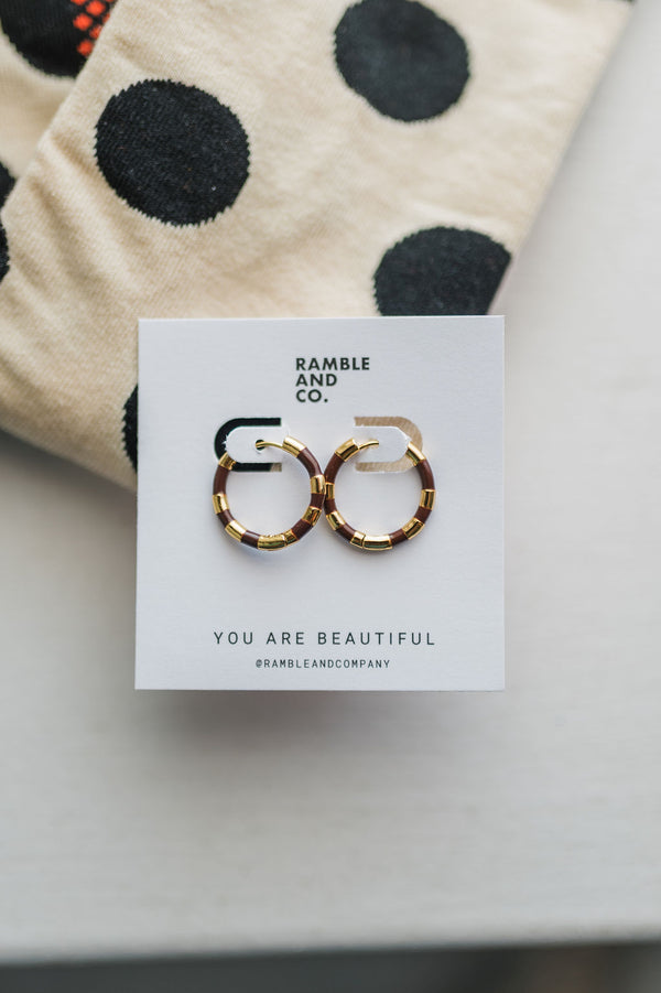 brown hoop earring | 18k gold