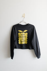 quiet moments | dark grey raglan crewneck sweatshirt crop