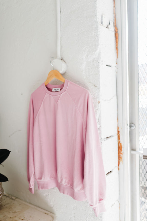 long sleeve lightweight sweatshirt | solid pink