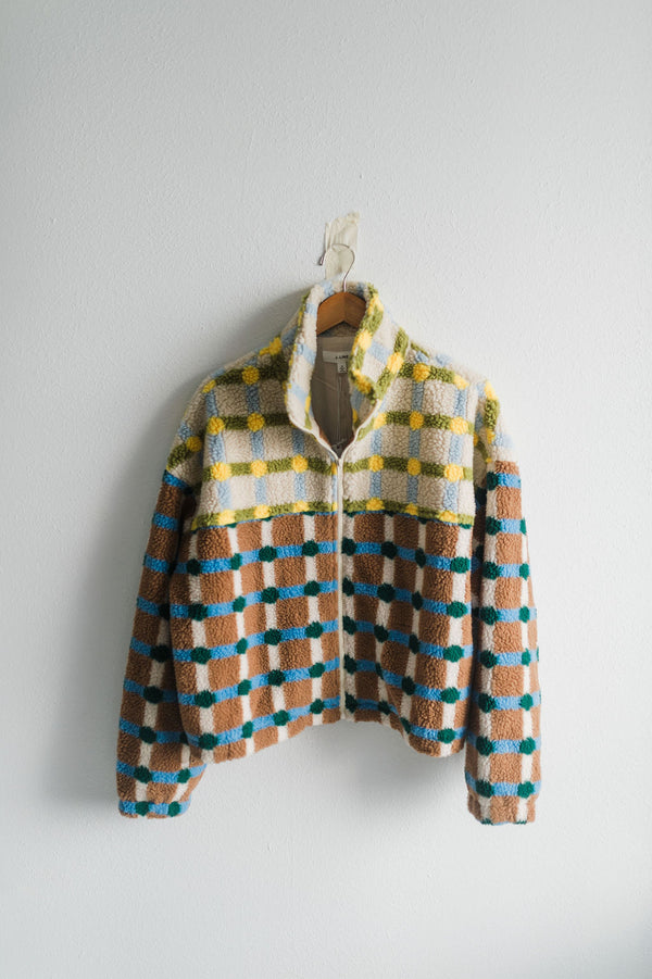 mixed plaid cover jacket | brown + cream