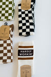 checkerboard crew socks | black + cream