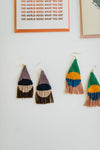 beaded circle fringe earrings | kelly green