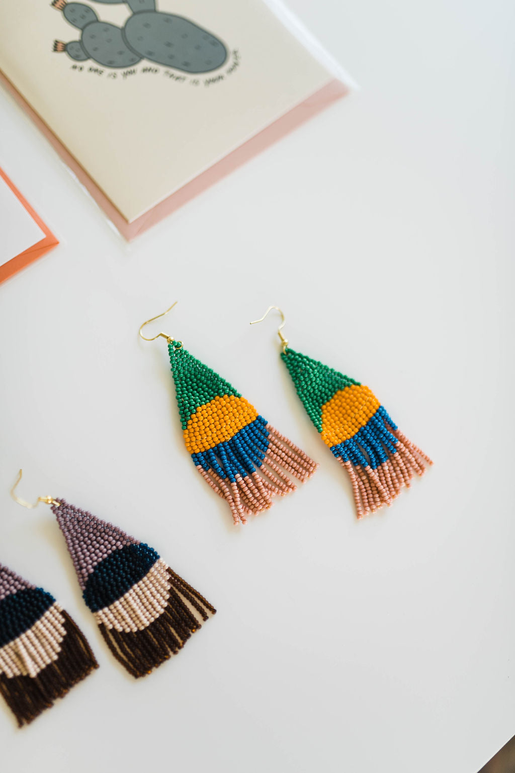 beaded circle fringe earrings | kelly green