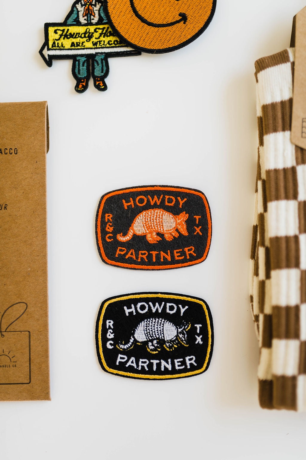 howdy partner red + indigo | embroidered patch