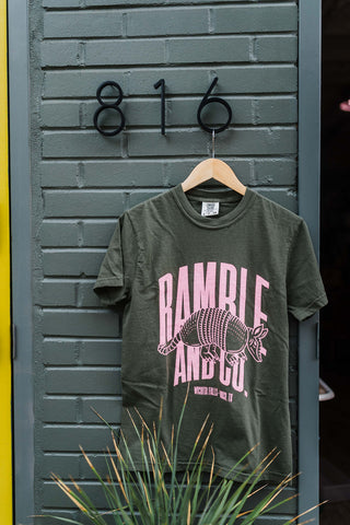 ramble & co. armadillo | sage comfort colors tee