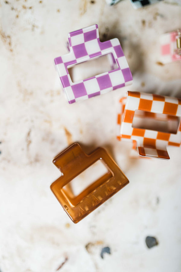 jelly hair clips | brown