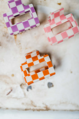 toffee checkered | 2 inch claw clip