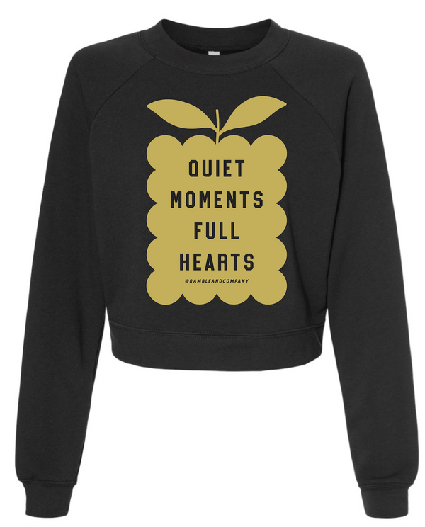 quiet moments | dark grey raglan crewneck sweatshirt crop
