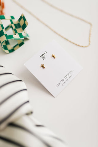 cross stud | 18k gold earrings