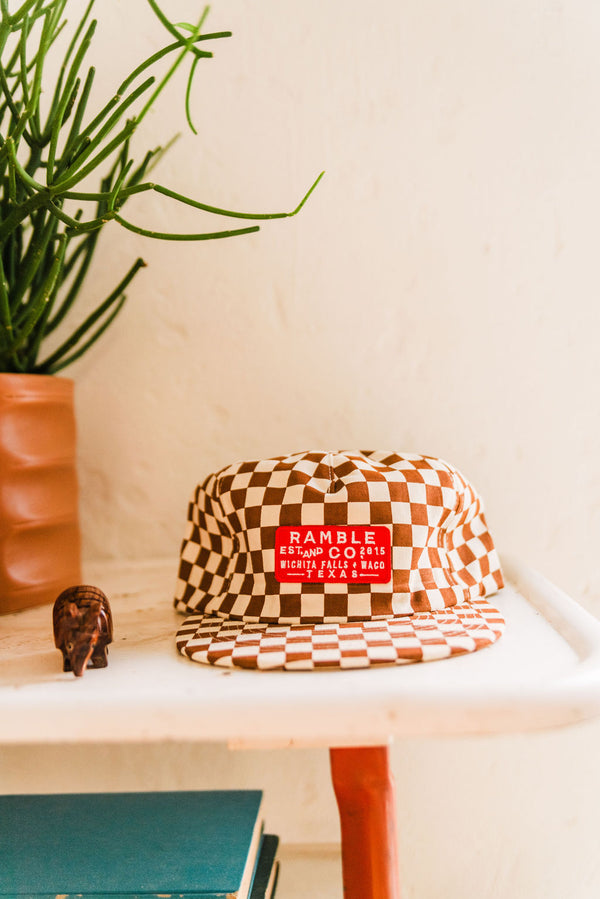 ramble & co | caramel + cream checkered hat