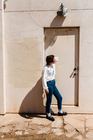 life's beauty meets exhaustion | crop raglan fleece sweatshirt cream