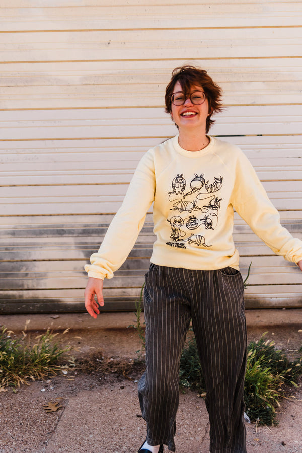 all together now armadillo | raglan fleece sweatshirt french vanilla