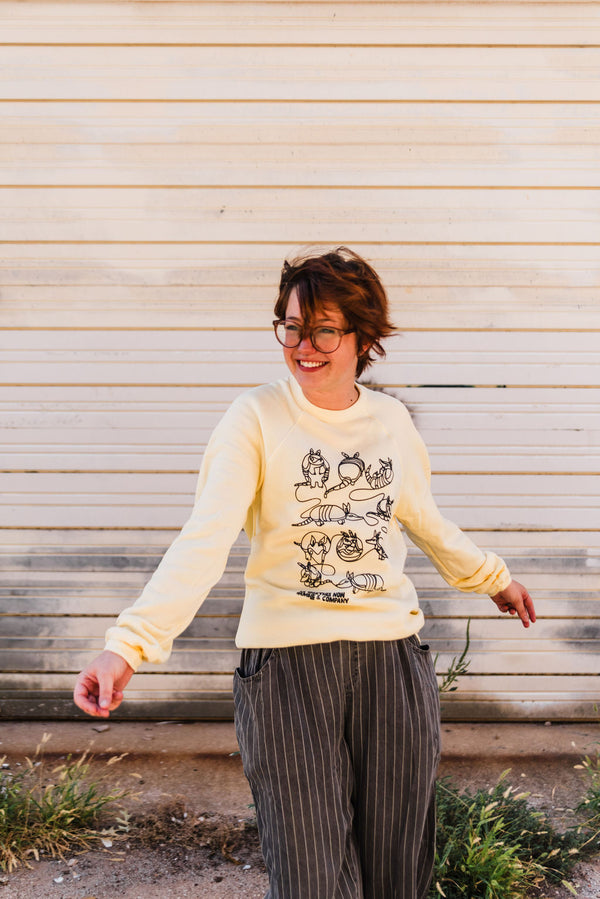 all together now armadillo | raglan fleece sweatshirt french vanilla