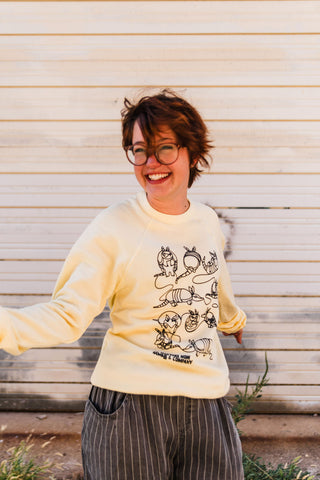 all together now armadillo | raglan fleece sweatshirt french vanilla