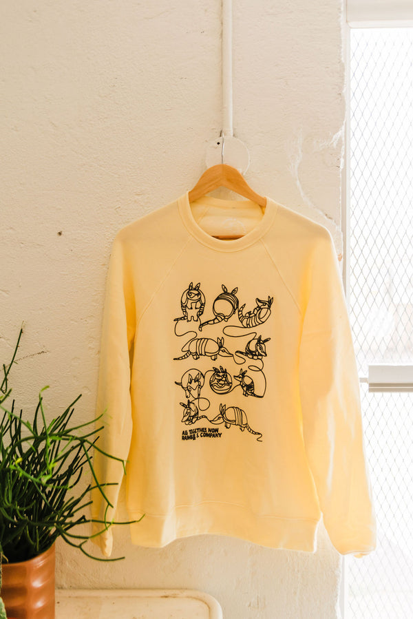 all together now armadillo | raglan fleece sweatshirt french vanilla