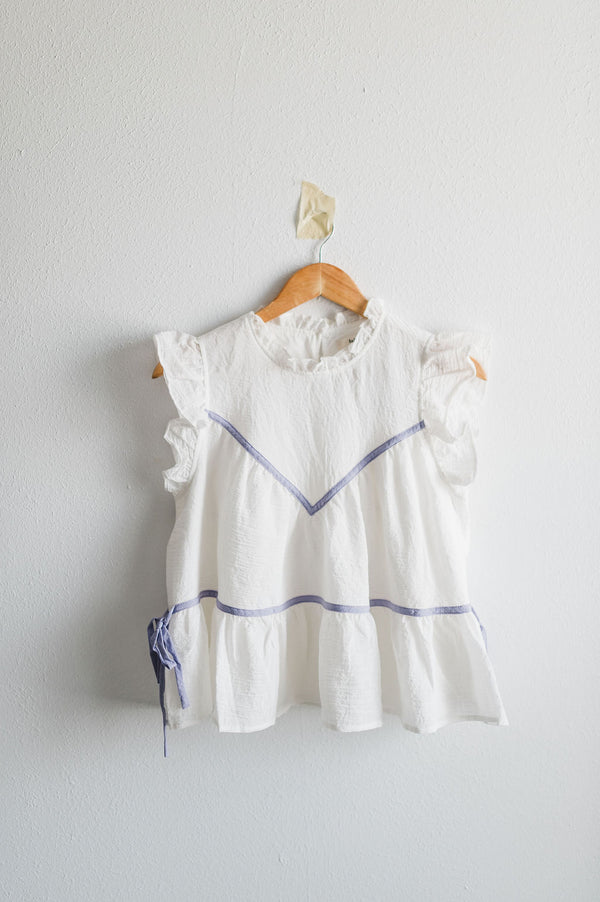 ruffled tiered top | white