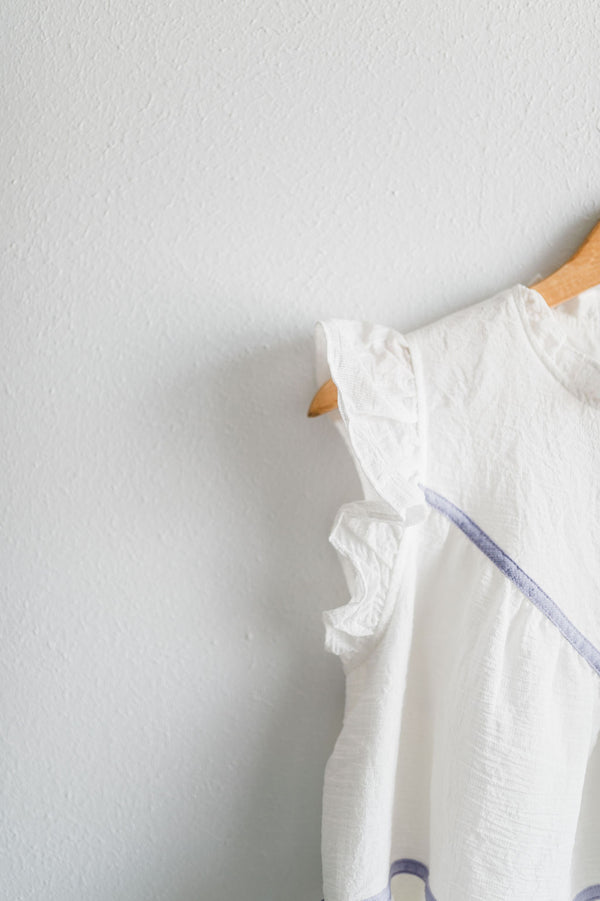 ruffled tiered top | white