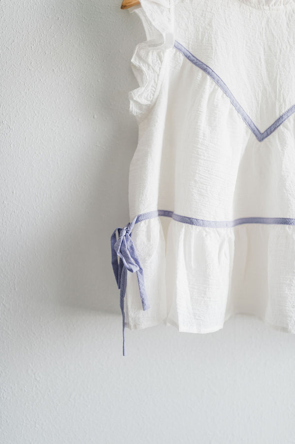 ruffled tiered top | white