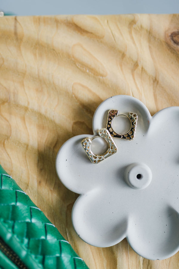 gold filled square cutout | huggie earrings