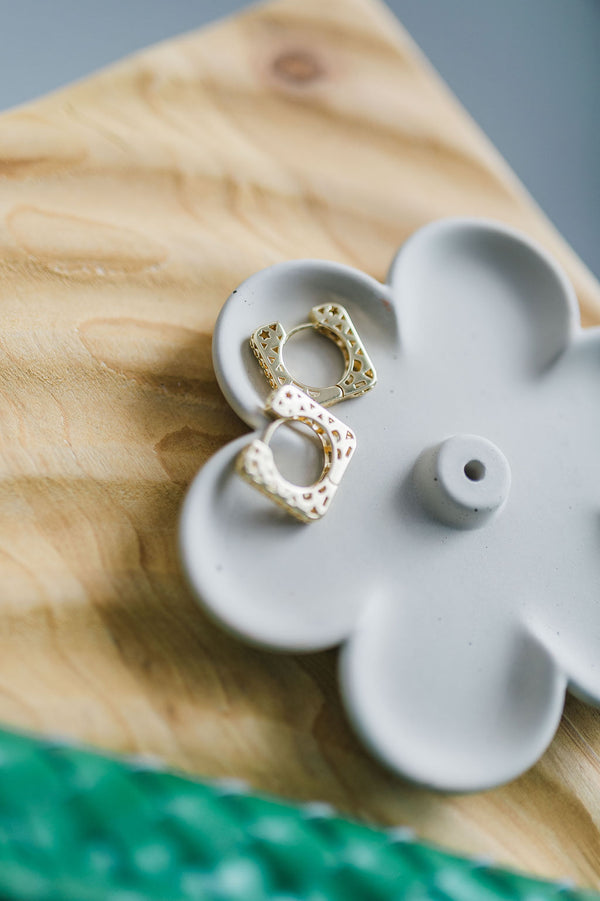 gold filled square cutout | huggie earrings