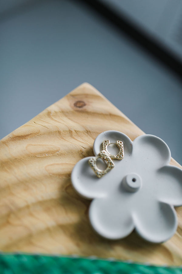 gold filled square cutout | huggie earrings