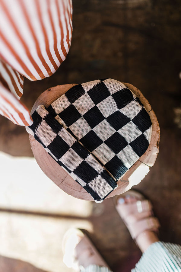 black & cream checkerboard | slacker beanie