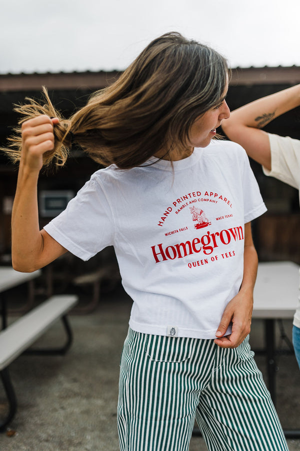 homegrown | white boxy cropped tee