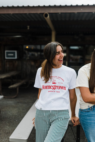 homegrown | white boxy cropped tee