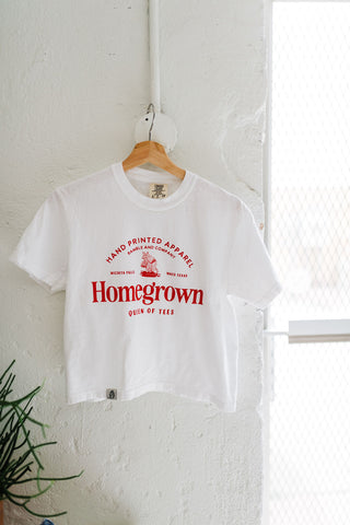 homegrown | white boxy cropped tee