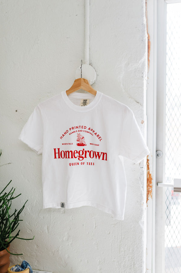 homegrown | white boxy cropped tee