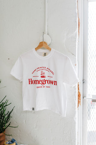 homegrown | white boxy cropped tee