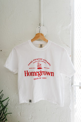 homegrown | white boxy cropped tee