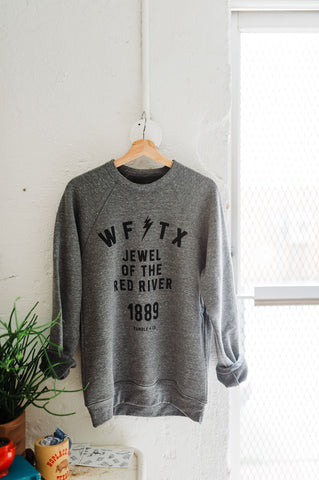 wichita falls bolt | heather grey raglan sweatshirt