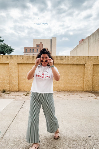 homegrown | white boxy cropped tee