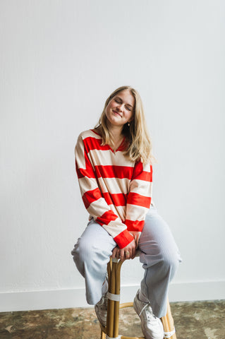 cherry stripe long sleeve