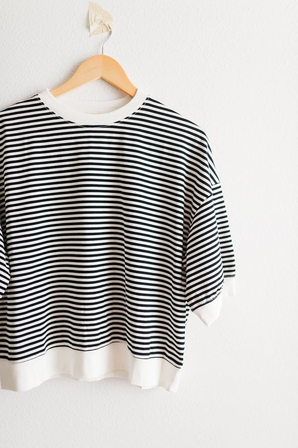 penny loose fit top | black stripe