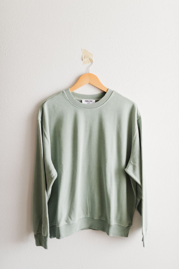 oversized mineral washed sweatshirt | sage green