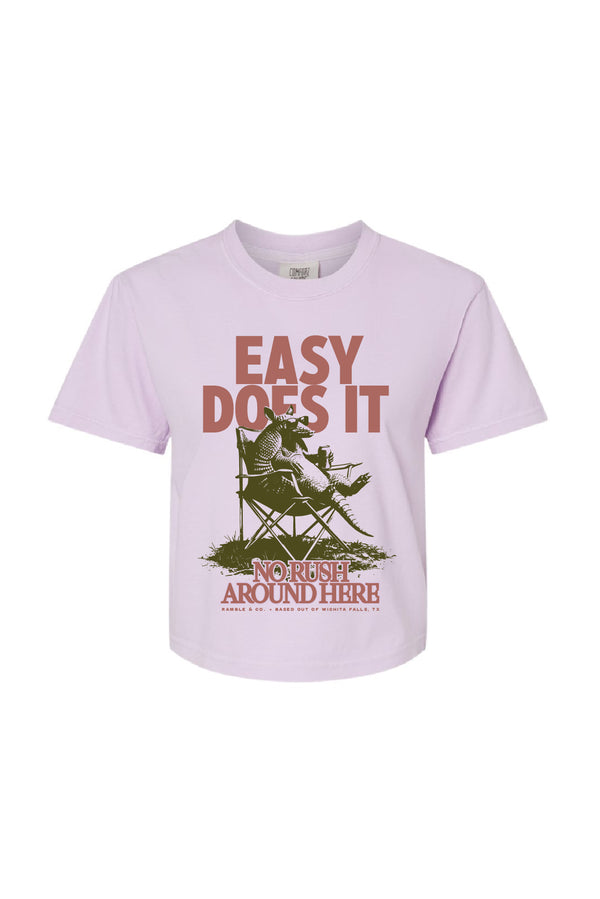 easy does it armadillo | orchid boxy cropped tee