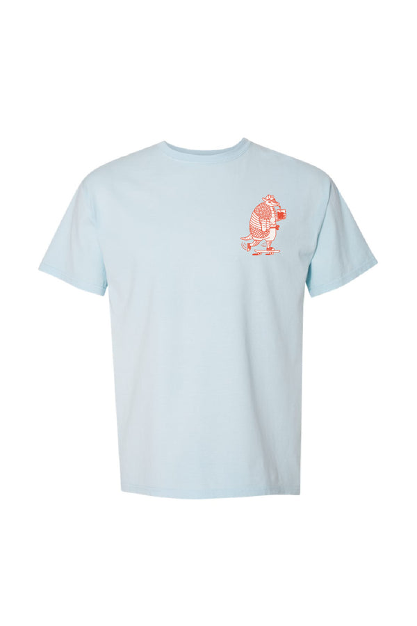roll with it armadillo soothing blue | comfort wash unisex tee