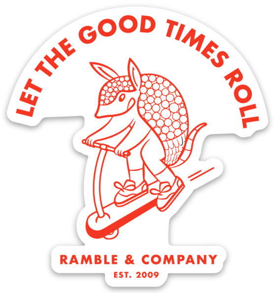 let the good times roll armadillo skateboard | sticker
