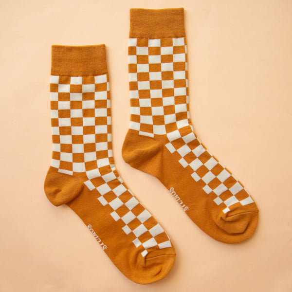 checker crew socks | orange
