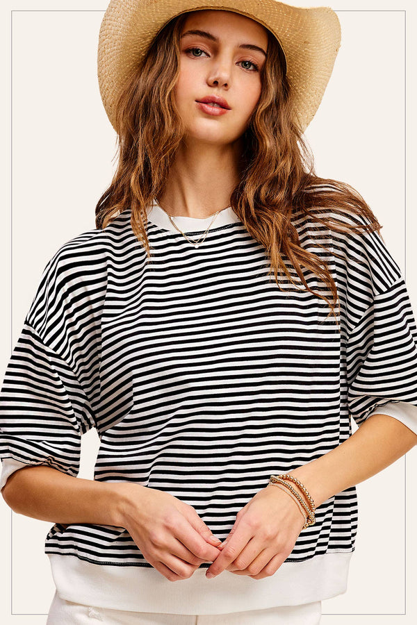 penny loose fit top | black stripe