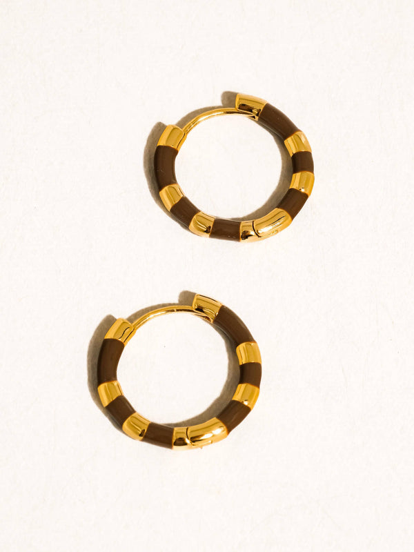 brown hoop earring | 18k gold