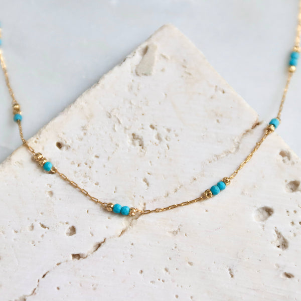 beaded turquoise chain necklace
