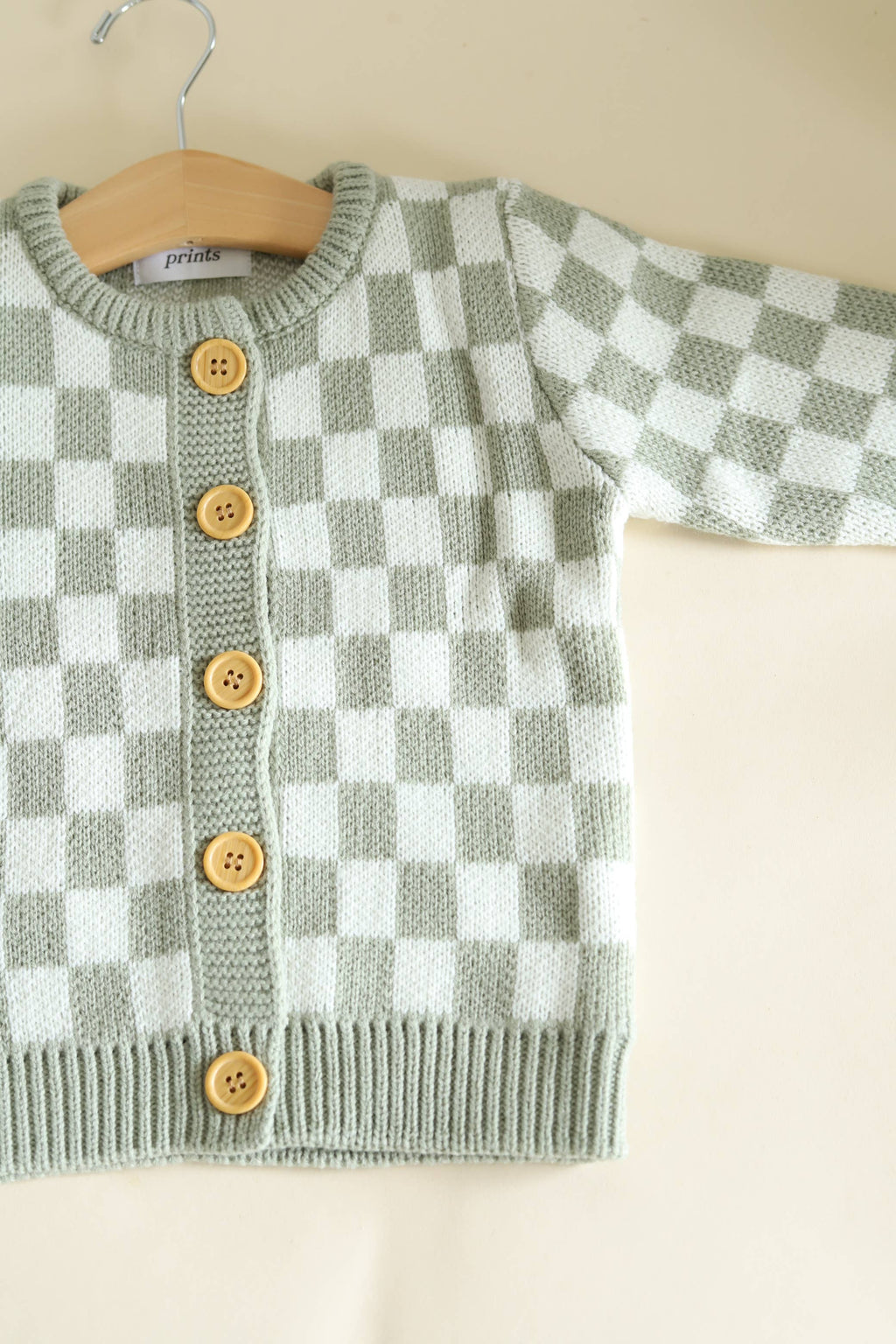 baby checkered cardigan | sage + cream