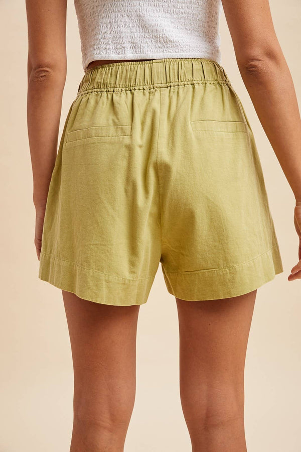 washed cotton shorts | light olive